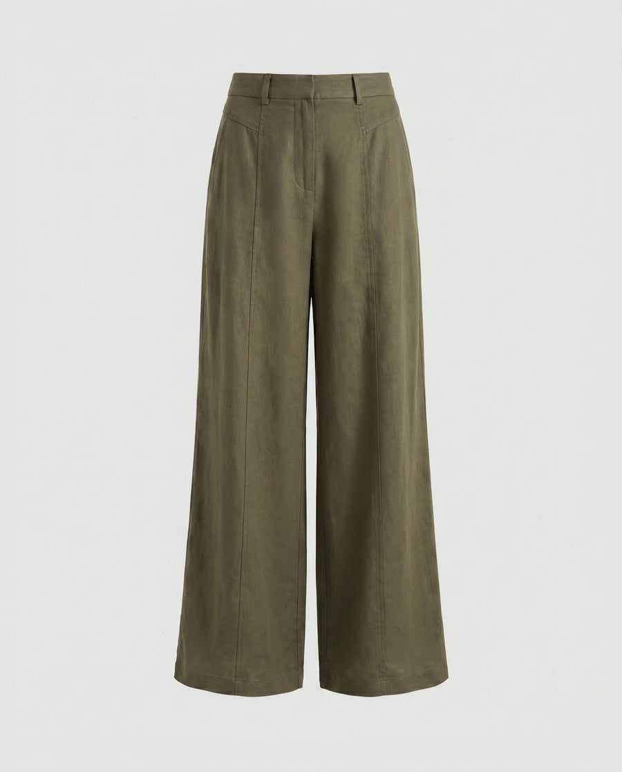 Alara Elegant Linen Trousers in Brown