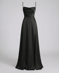 Alara Elegant Silk Maxi Dress in Black