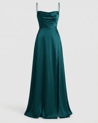 Alara Elegant Silk Maxi Dress in Blue