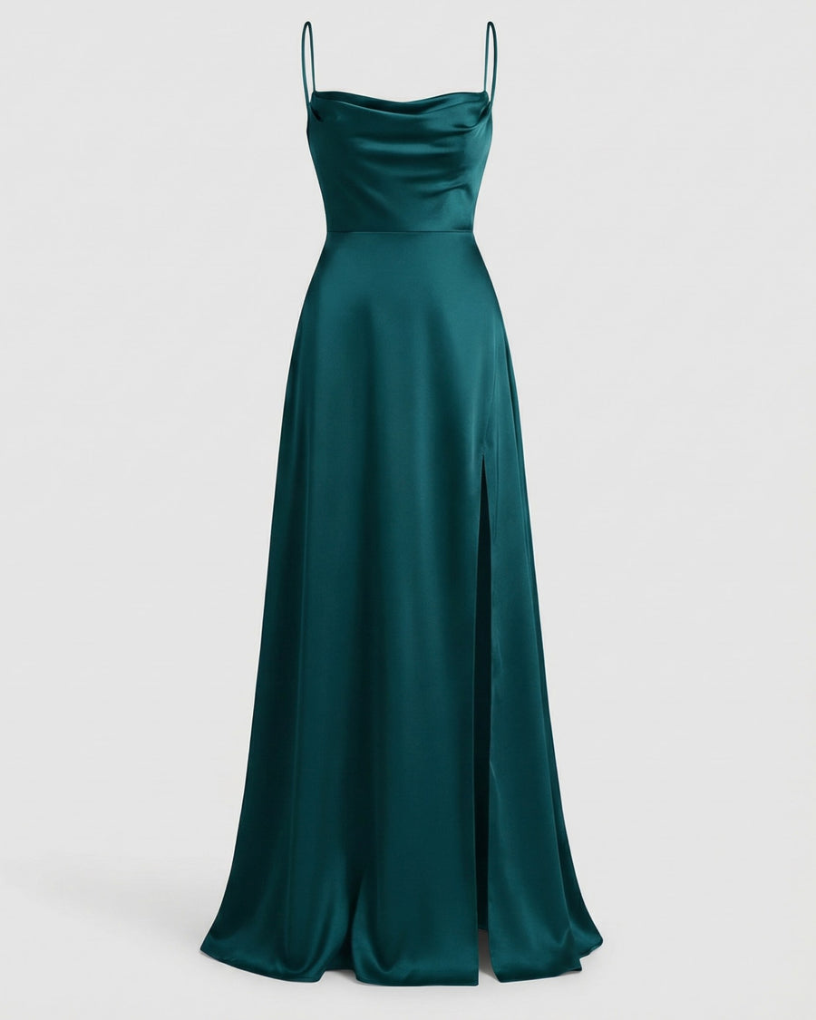 Alara Elegant Silk Maxi Dress in Blue