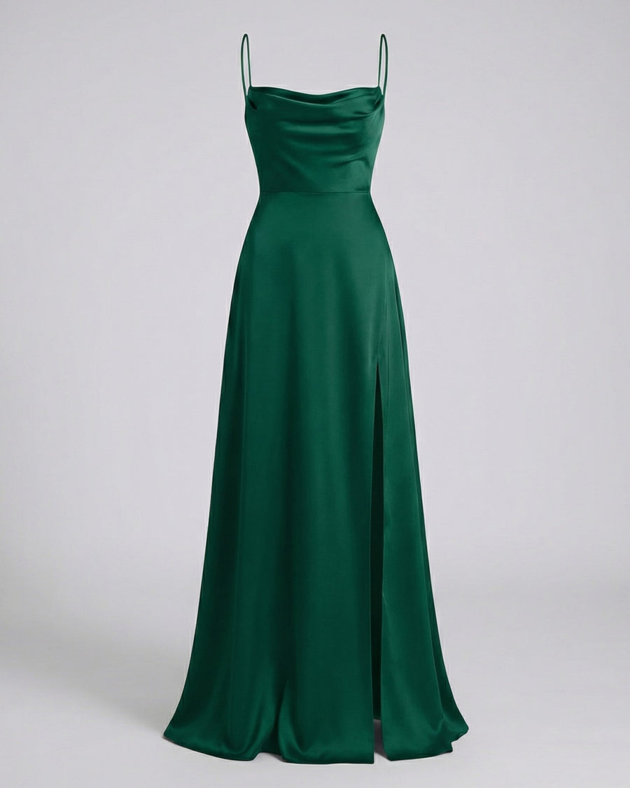 Alara Elegant Silk Maxi Dress in Green