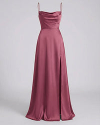 Alara Elegant Silk Maxi Dress in Pink
