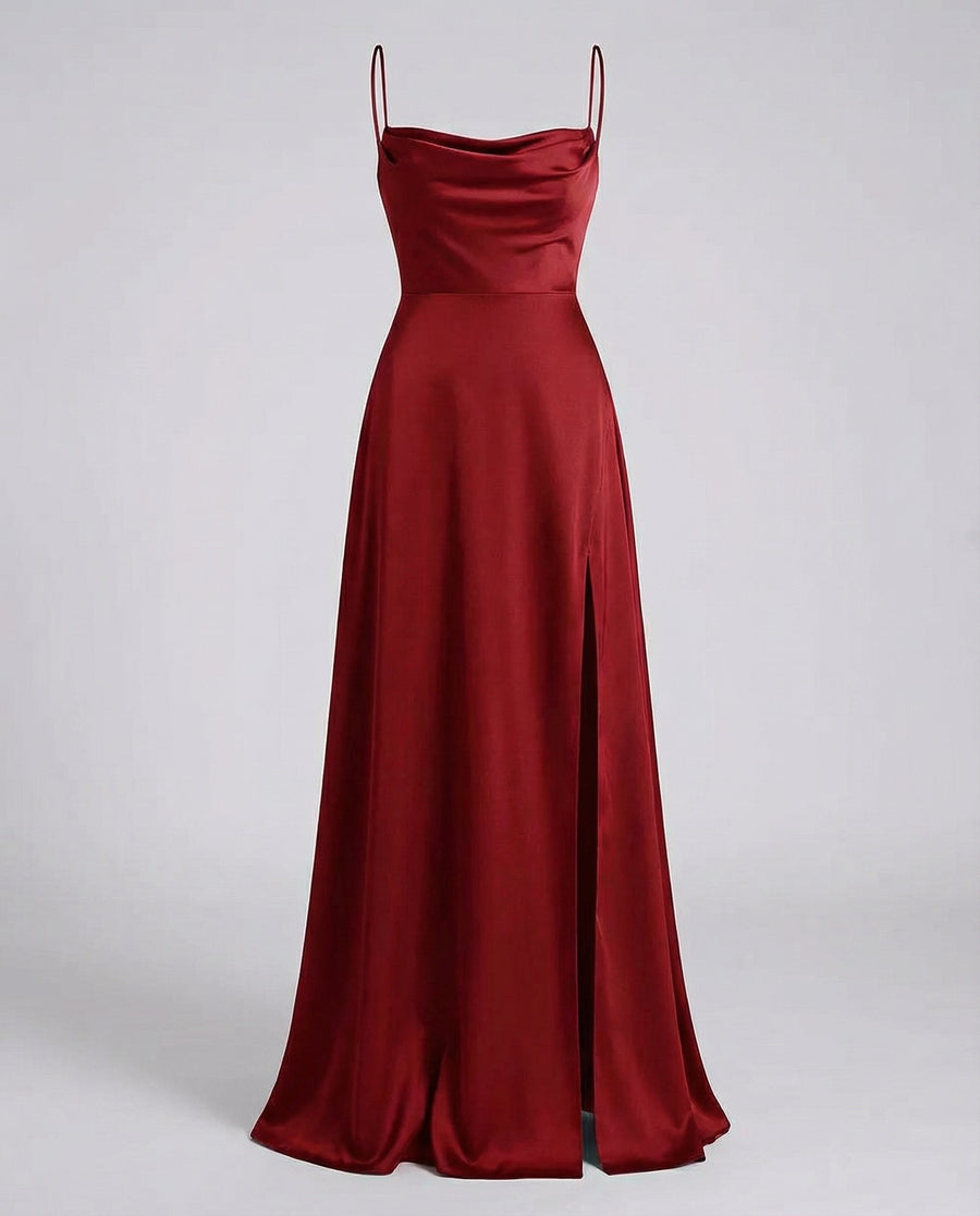 Alara Elegant Silk Maxi Dress in Red