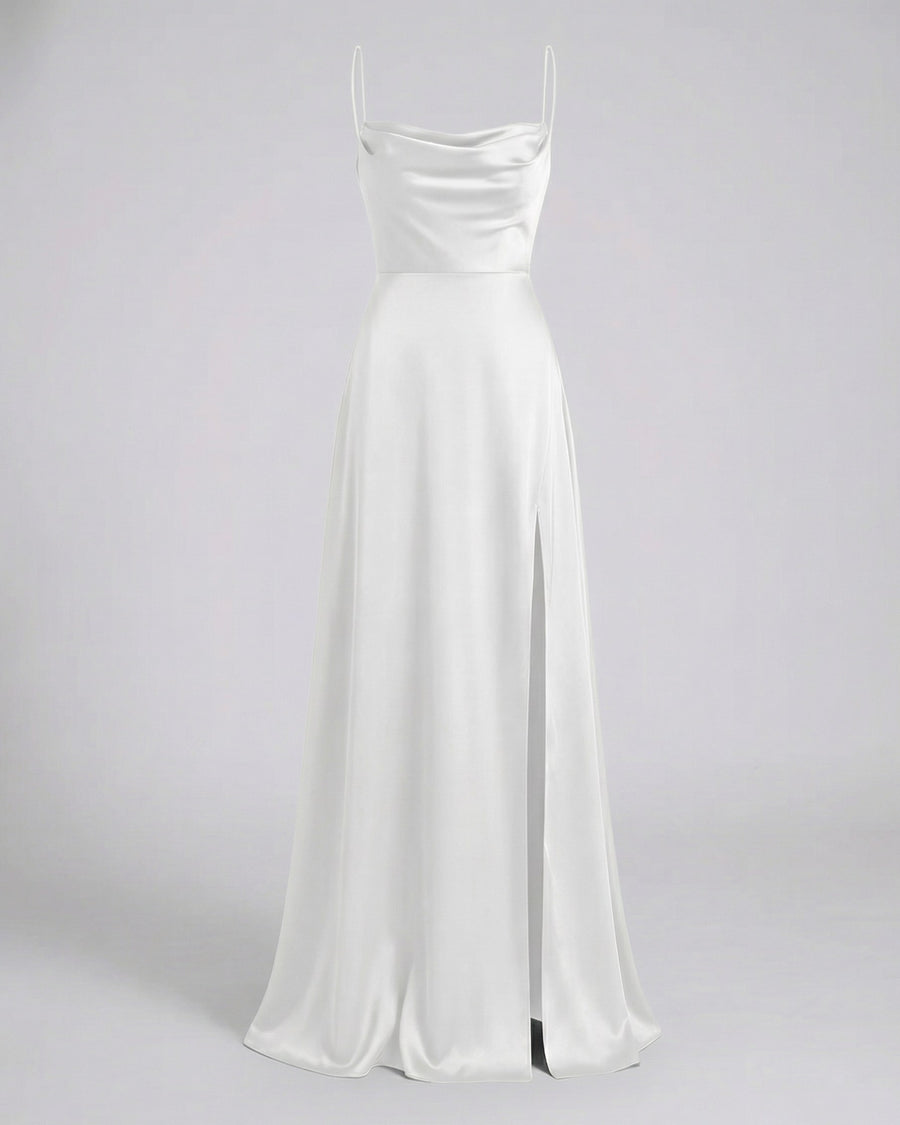 Alara Elegant Silk Maxi Dress in White