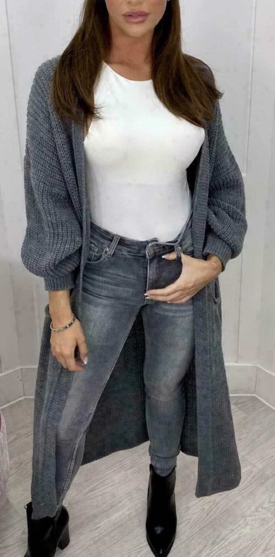 Alara Knit Cardigan in Dark Grey