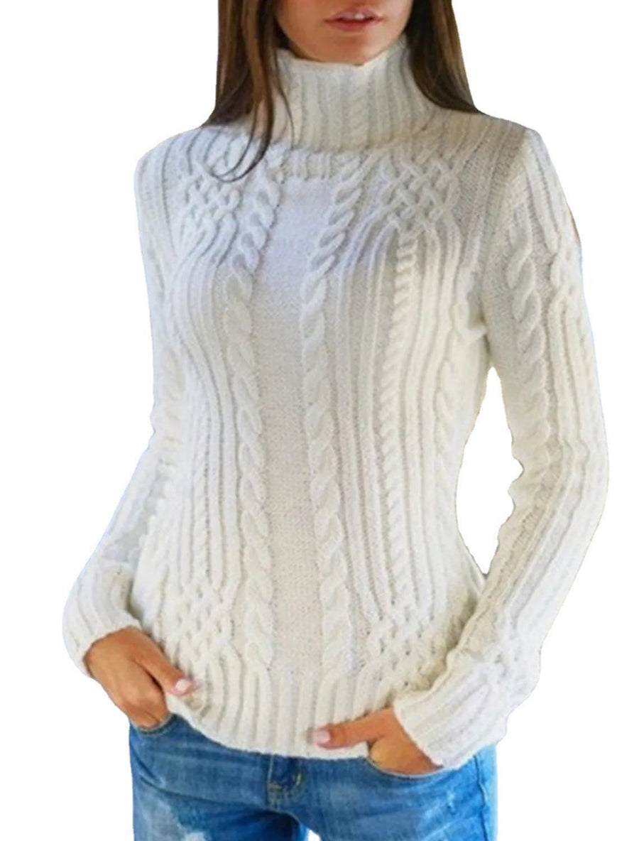 Alara Knit Sweater with Stand Collar in Green