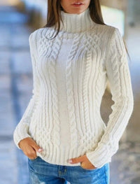 Alara Knit Sweater with Stand Collar in White