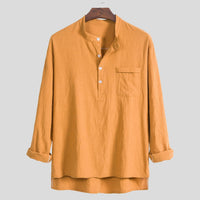 Alara Shirt with Stand Collar and Long Sleeve in Brown