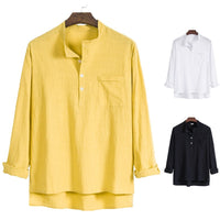 Alara Shirt with Stand Collar and Long Sleeve in Khaki