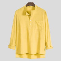 Alara Shirt with Stand Collar and Long Sleeve in Khaki