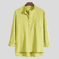 Alara Shirt with Stand Collar and Long Sleeve in Light Green