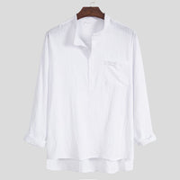 Alara Shirt with Stand Collar and Long Sleeve in White