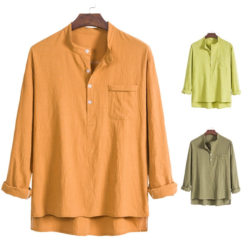 Alara Shirt with Stand Collar and Long Sleeve