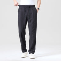 Alaric Casual Linen Trousers in Black