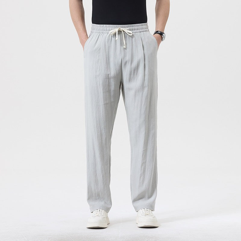 Alaric Casual Linen Trousers in Grey