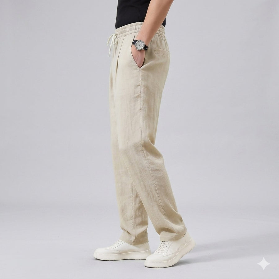 Alaric Casual Linen Trousers in Khaki Stil1