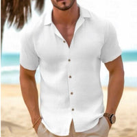 Alaric Linen Shirt with Short Sleeve and Button Front