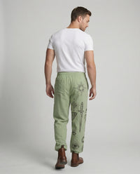 Alaric Linen Trousers with Drawstring Waist and Elastic Waist