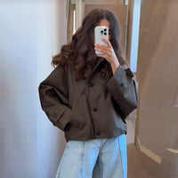 Alba Casual Jacket with Button Front in Green