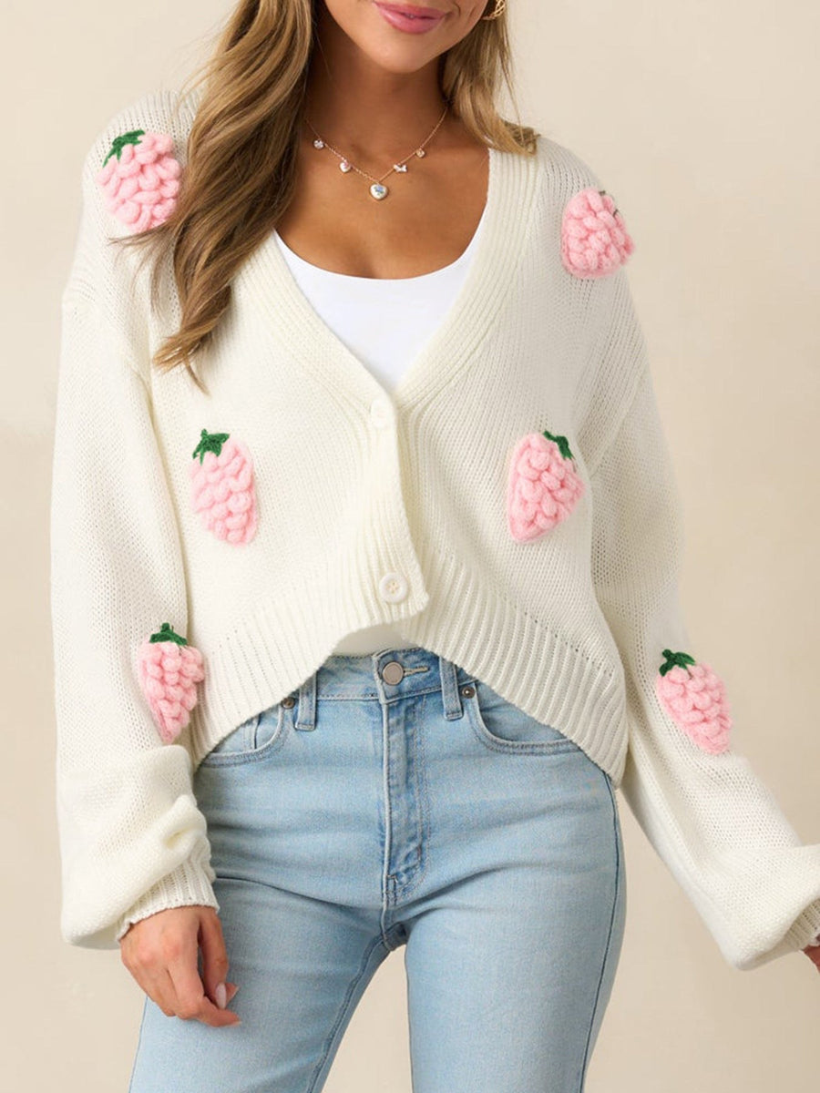 Alba Casual Knit Cardigan in Off White