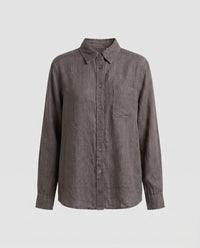 Alba Casual Linen Blouse in Coffee