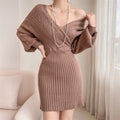 Alba Elegant Knit Dress with V-Neck