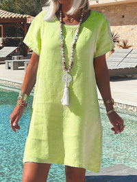 Alba Lightweight Linen Dress in Neon Gelb