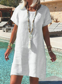 Alba Lightweight Linen Dress in White