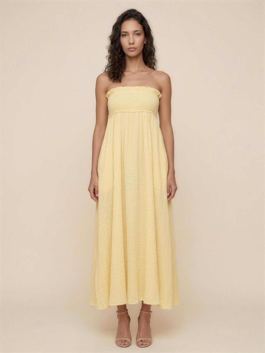 Alba Maxi Dress in Yellow Gauze