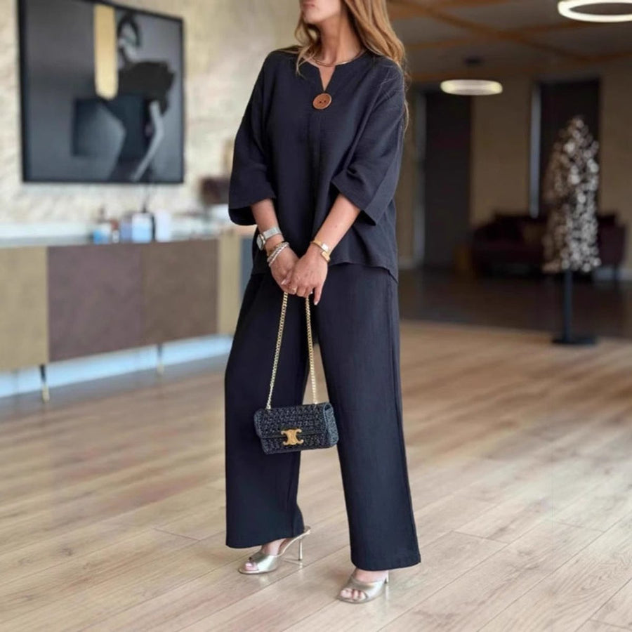 Aldora | Women's Tunic & Wide Leg Palazzo Pants Set