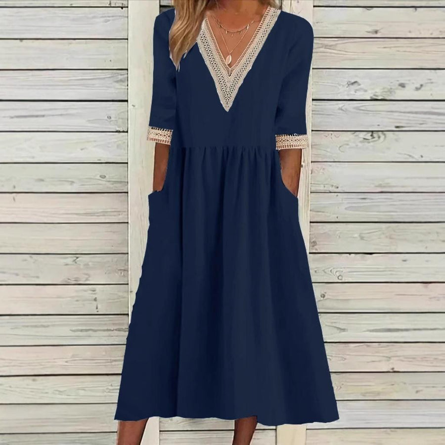 Aleda™ Collar Mid-Length Dress in Black