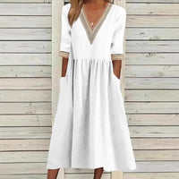 Aleda™ Collar Mid-Length Dress in White