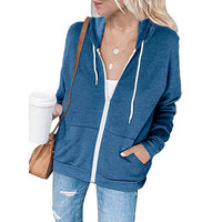 Alessia Casual Jacket with Zip Front and Pockets in Blue