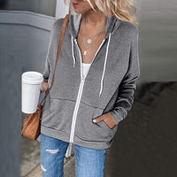 Alessia Casual Jacket with Zip Front and Pockets in Grey