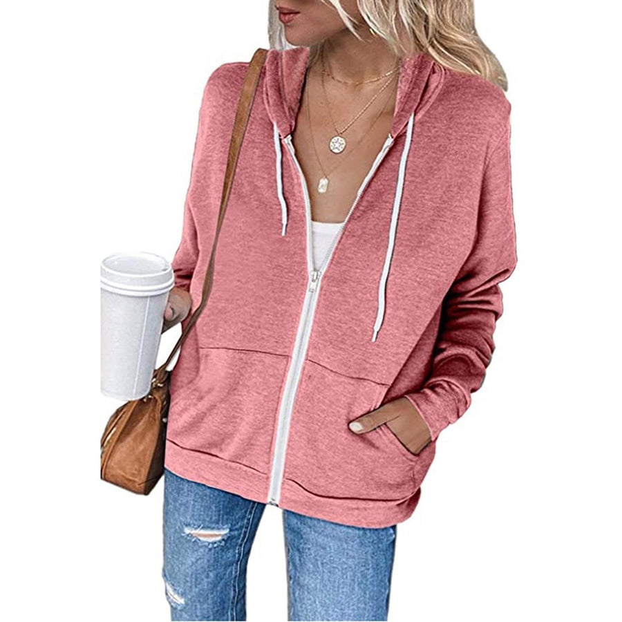 Alessia Casual Jacket with Zip Front and Pockets in Pink