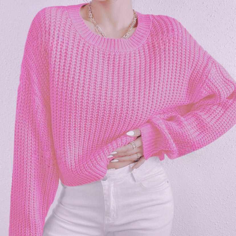 Alessia Casual Knit Sweater in Pink