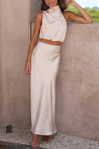 Alessia Draped Satin Set