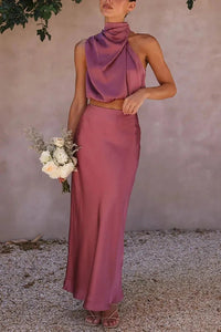 Alessia Draped Satin Set