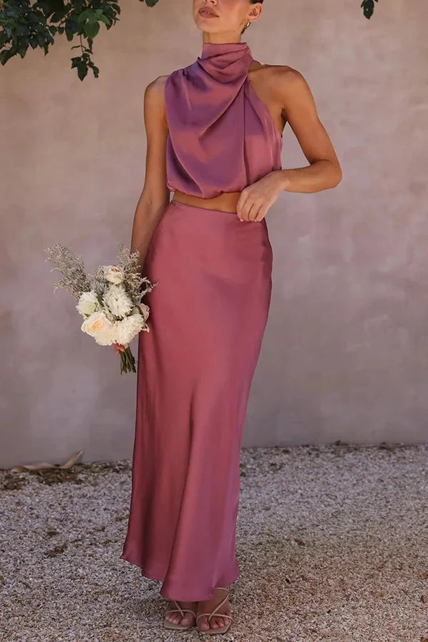 Alessia Draped Satin Set