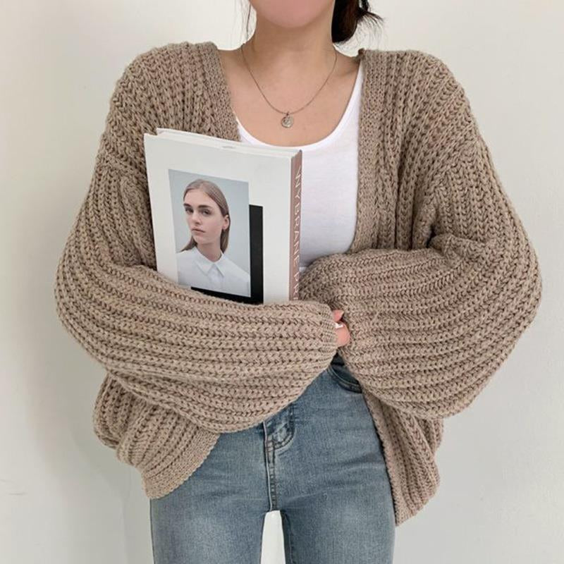 Alessia Knit Cardigan with V-Neck and Oversized