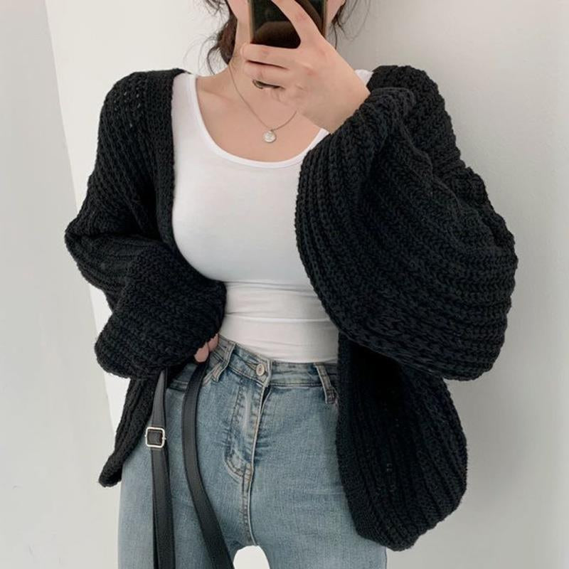 Alessia Knit Cardigan with V-Neck and Oversized