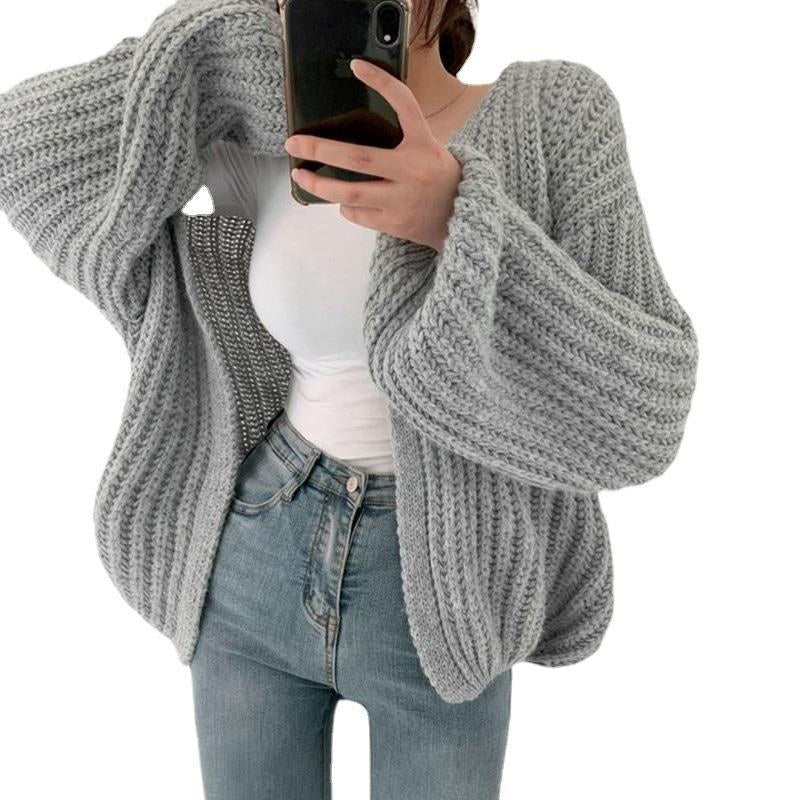 Alessia Knit Cardigan with V-Neck and Oversized