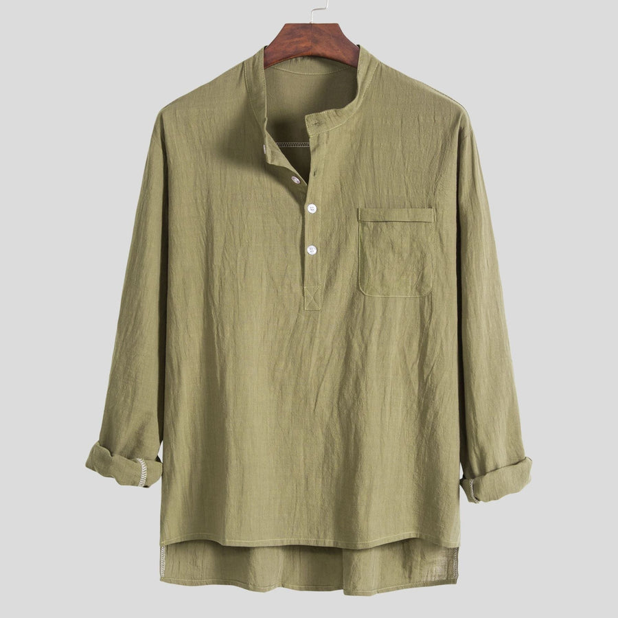 Alessia Lightweight Blouse with Long Sleeve and Chest Pocket in Black