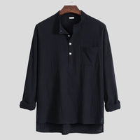 Alessia Lightweight Blouse with Long Sleeve and Chest Pocket in Black