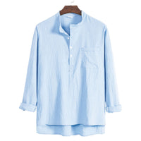 Alessia Lightweight Blouse with Long Sleeve and Chest Pocket in Light Blue