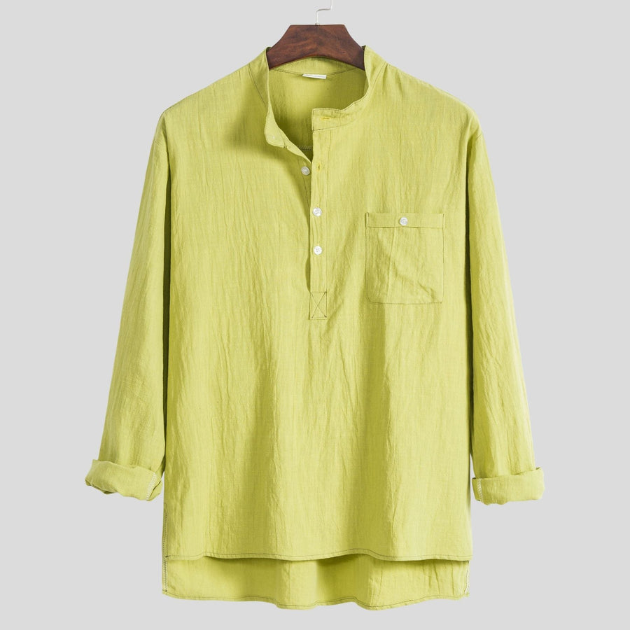 Alessia Lightweight Blouse with Long Sleeve and Chest Pocket in Light Green