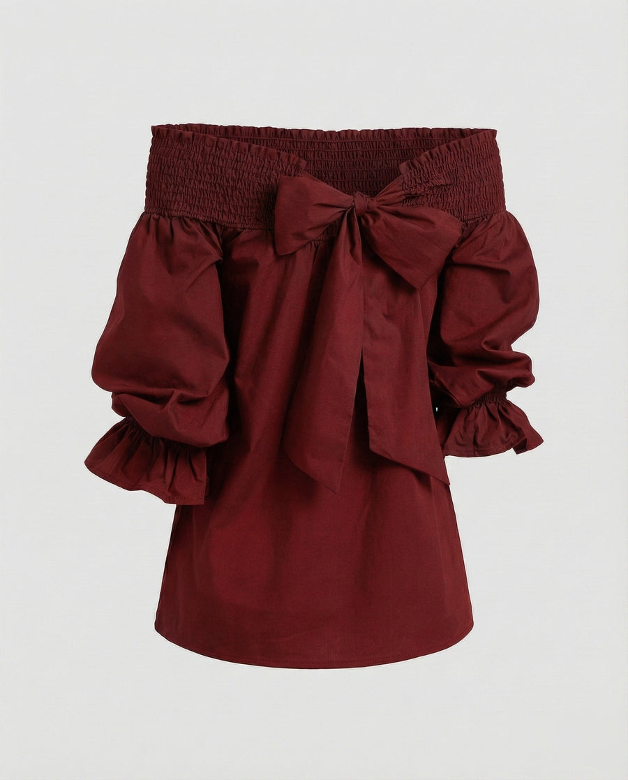 Alessia Linen Blend Dress in Burgundy