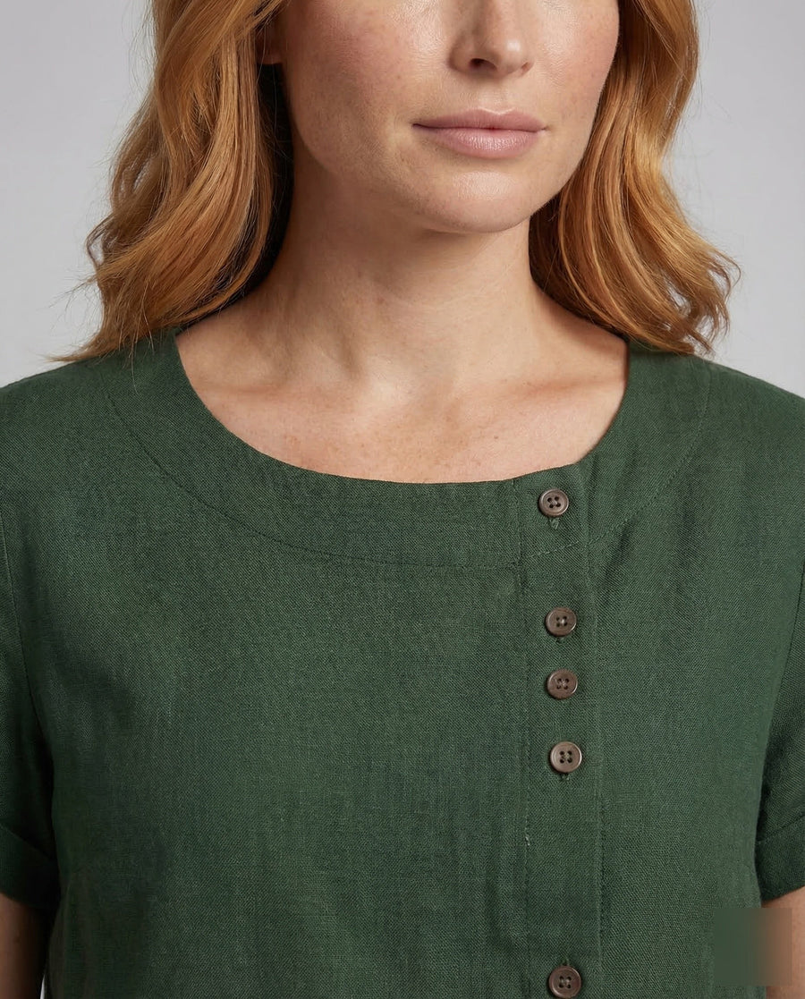Alessia Linen Blouse with Button Front