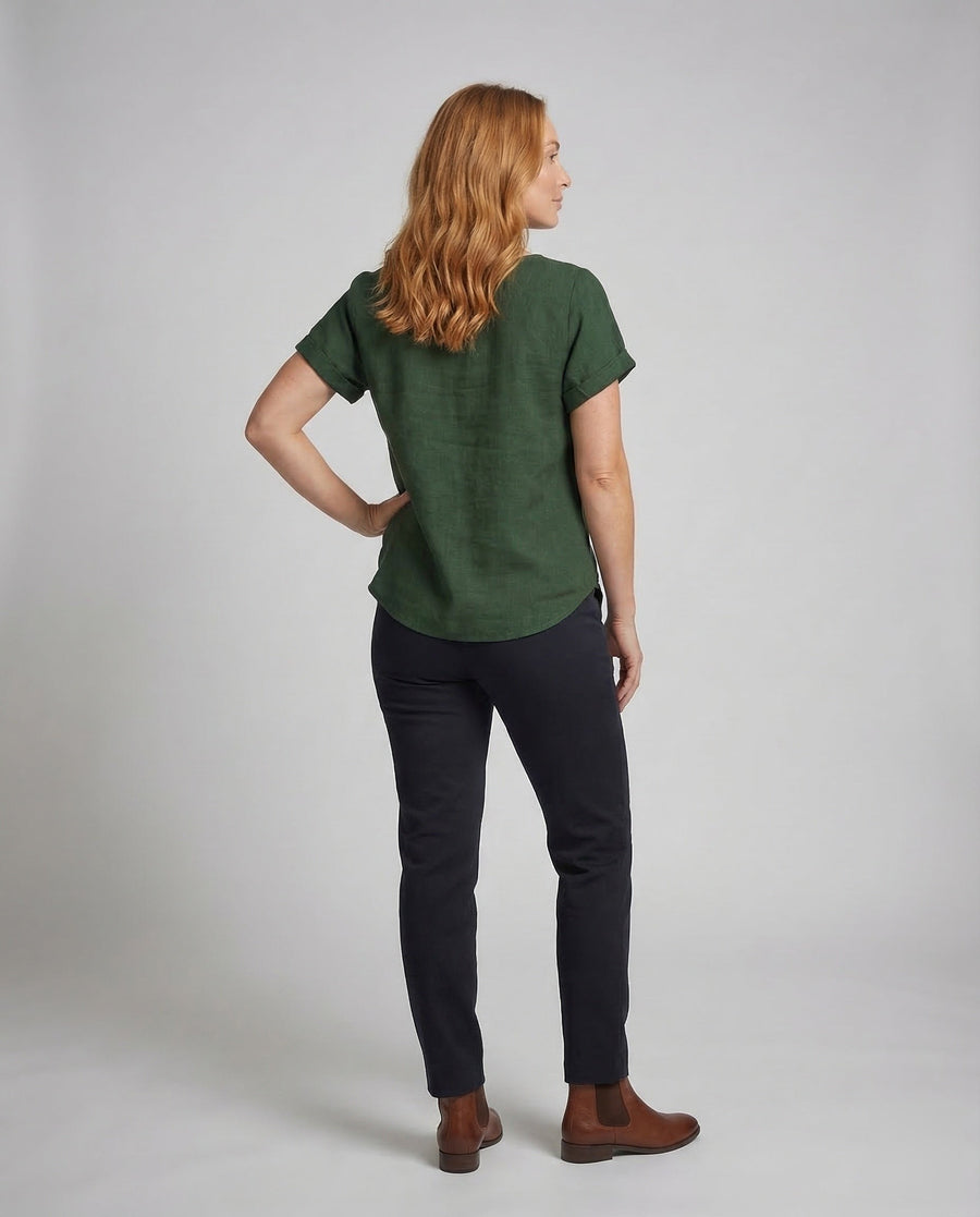 Alessia Linen Blouse with Button Front
