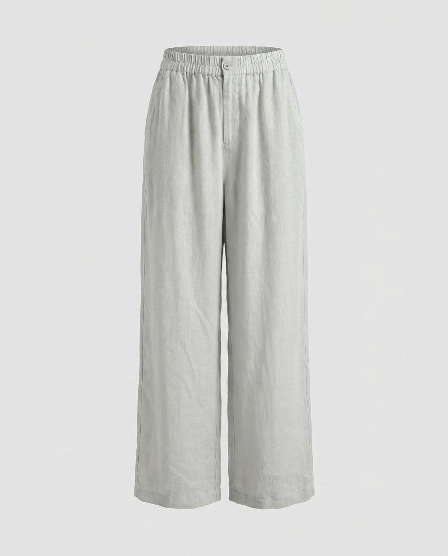 Alessia Linen Trousers with Pockets in Frostgrau